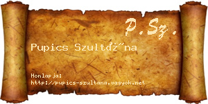 Pupics Szultána névjegykártya